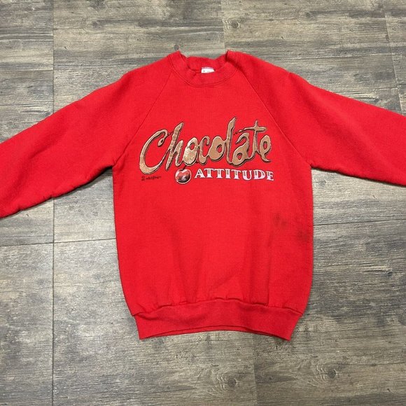 Vintage Chocolate Attitude Crewneck Sweatshirt Size Medium Made In USA 1991 - Picture 2 of 11